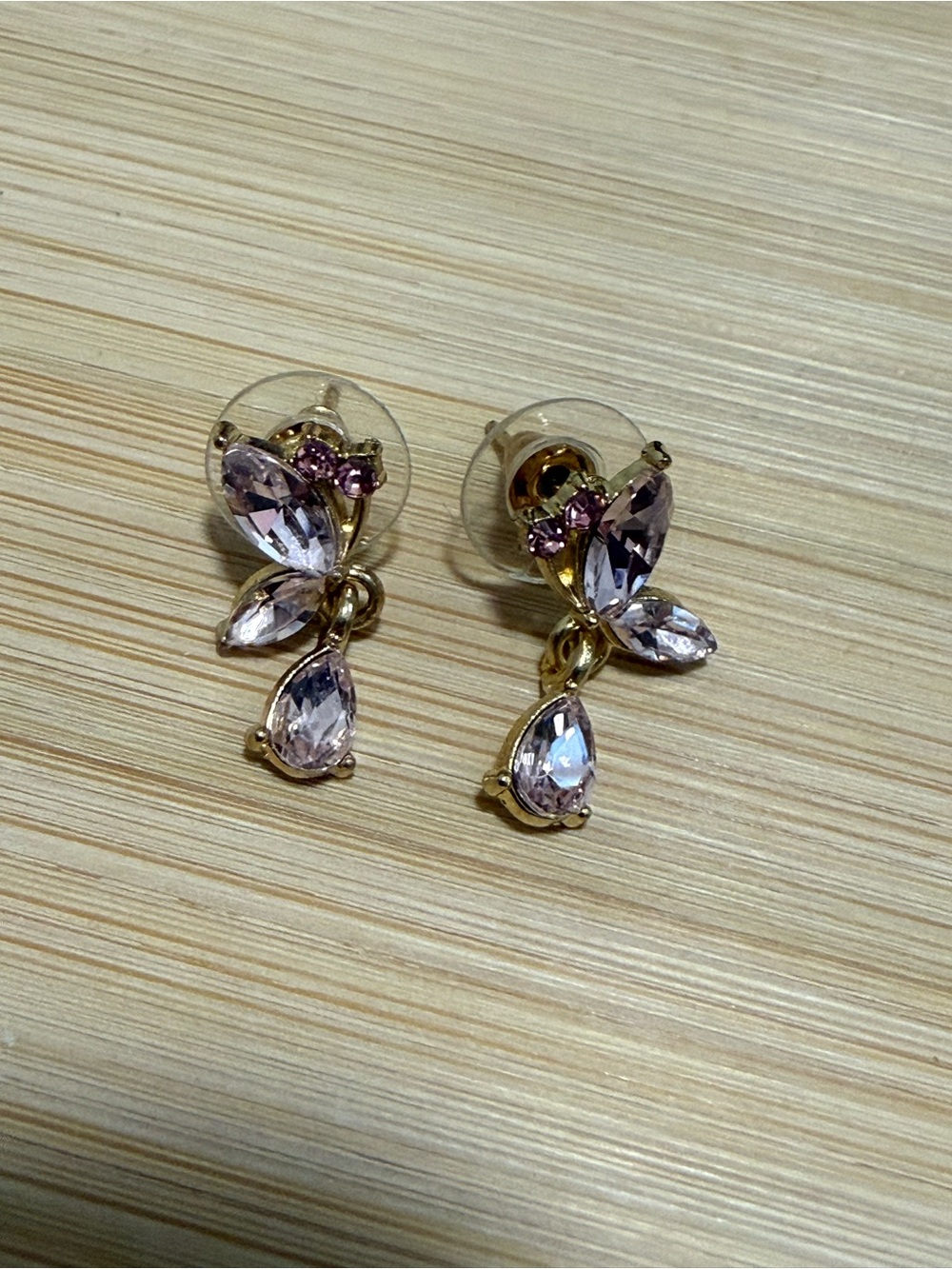 Butterfly Crystal Drop Stud Earrings